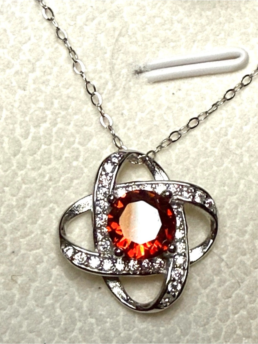 925 Sterling Silver Red Garnet GRA CERTIFIED MOISSANITE DIAMOND necklace